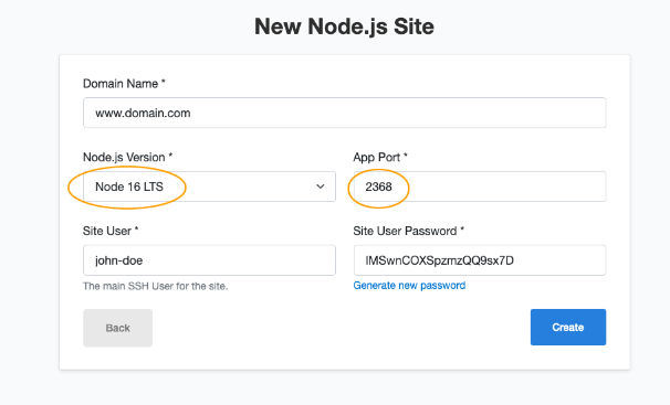 Create a Nodejs site